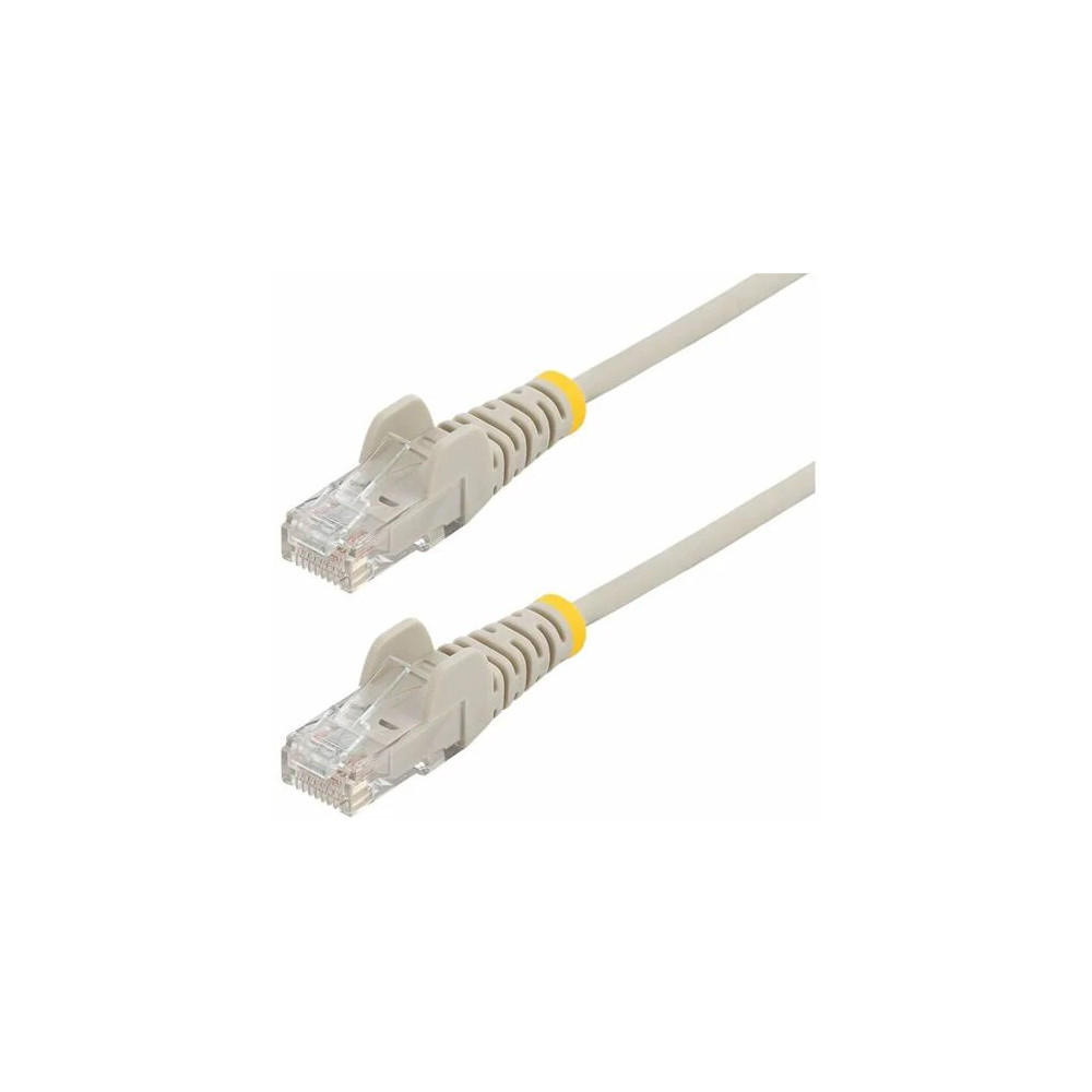 StarTech N6PAT15MGRS 15m Gray Slim CAT6 Ethernet Cable, Snagless RJ45, UTP, LSZH, 28AWG Pure Bare Copper, Slim Network Patch Cord - Slim UTP Cat6 Cable supports 10Gbps and 100W PoE; Ideal for crowded installations; 36% slimmer for improved airfl - Image 1