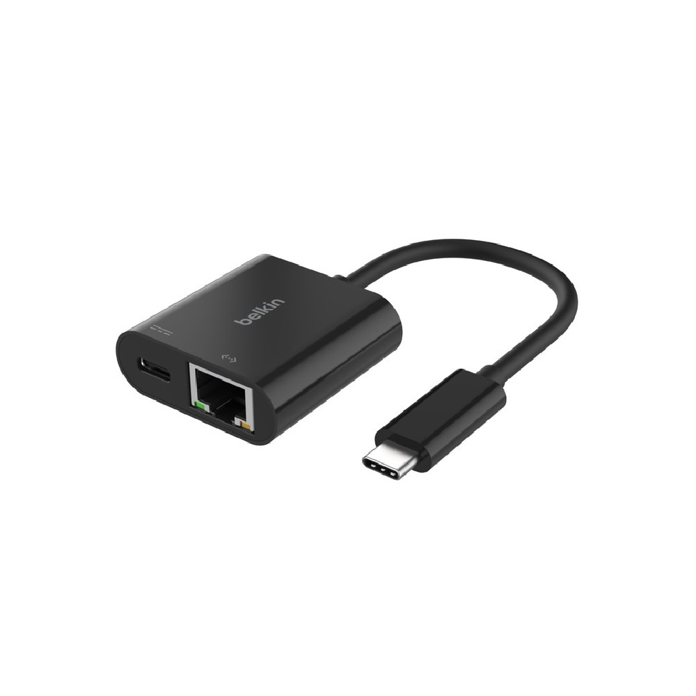 Belkin INC019BTBK Connect USB-C to Ethernet + Charge Adapter(100W)- Black, Gigabit Ethernet,100W PD, 10/100/1000Mbps,USB-C PD 3.0,2 Years Warranty - Image 1