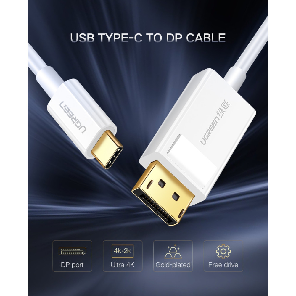 UGREEN 6957303844203 40420 USB-C male to DP male Cable 1.5M White - Image 1