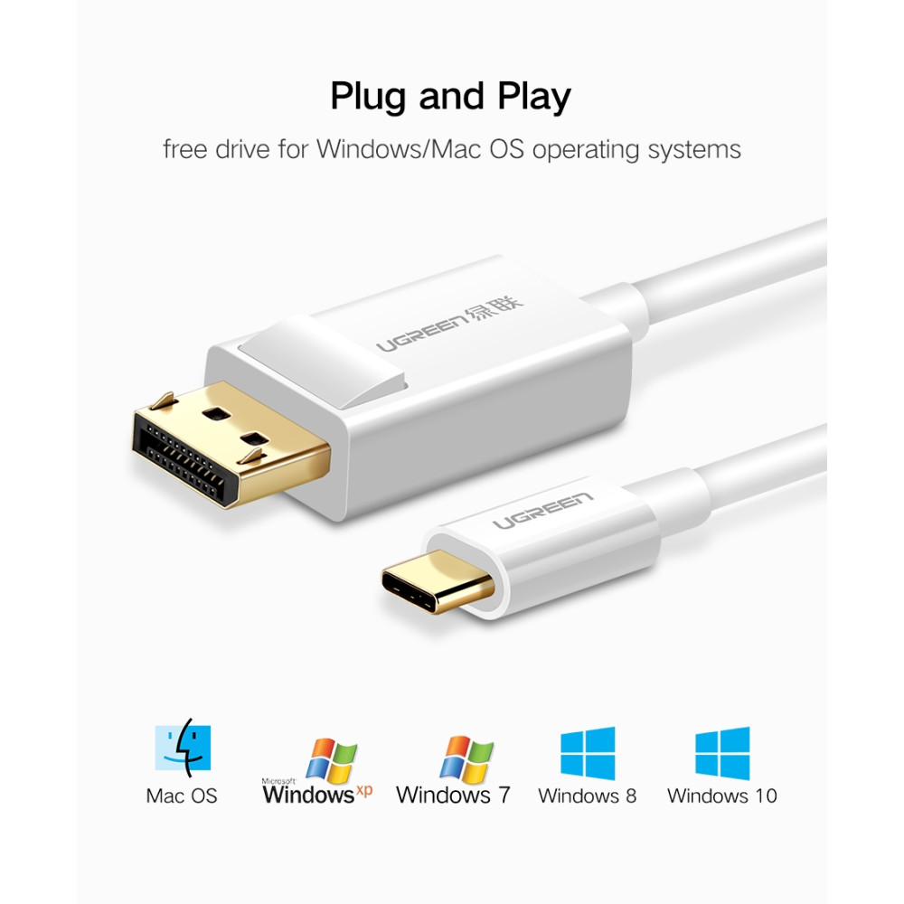 UGREEN 6957303844203 40420 USB-C male to DP male Cable 1.5M White - Image 5