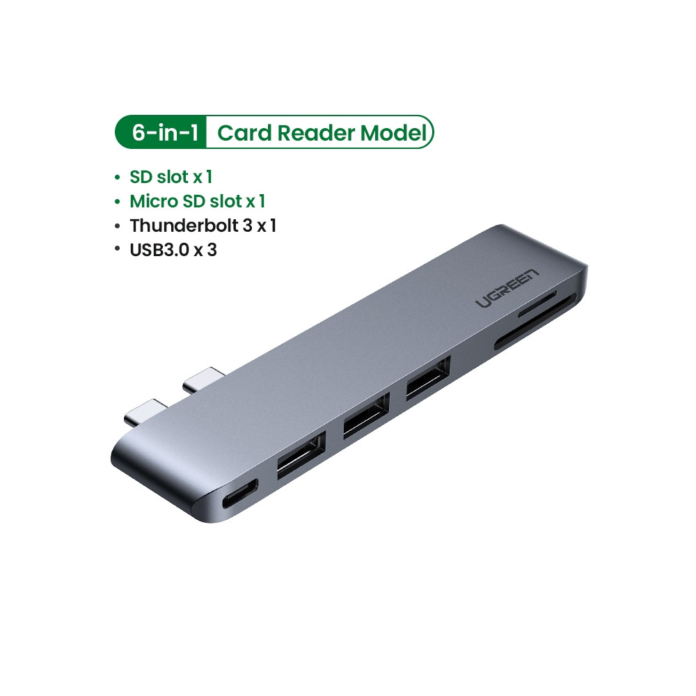 UGREEN 6957303865604 60560 USB C Hub for MacBook Aluminum Type C Adapter with 3 USB 3.0 100W - Image 1