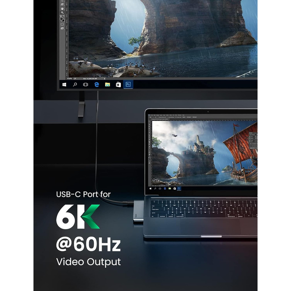 UGREEN 6957303865604 60560 USB C Hub for MacBook Aluminum Type C Adapter with 3 USB 3.0 100W - Image 4