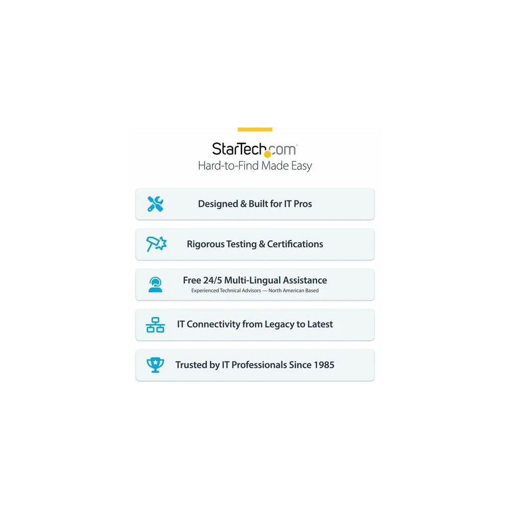 StarTech N6PAT250CMYLS 2.5m Yellow Slim CAT6 Ethernet Cable, Snagless RJ45, UTP, LSZH, 28AWG Pure Bare Copper, Slim Network Patch Cord - Slim UTP Cat6 Cable supports 10Gbps and 100W PoE; Ideal for crowded installations; 36% slimmer for improved  - Image 8