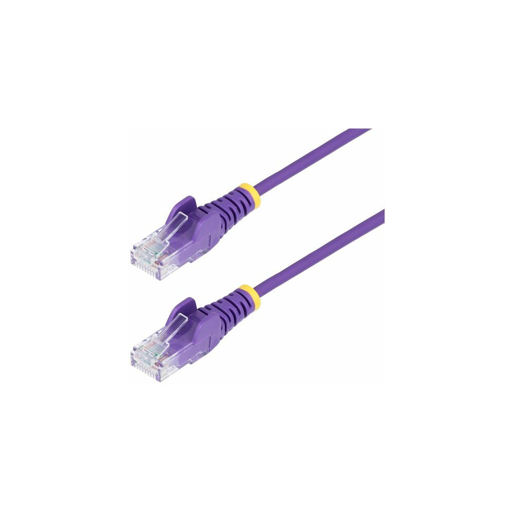 StarTech N6PAT7MPLS 7m Purple Slim CAT6 Ethernet Cable, Snagless RJ45, UTP, LSZH, 28AWG Pure Bare Copper, Slim Network Patch Cord - Slim UTP Cat6 Cable supports 10Gbps and 100W PoE; Ideal for crowded installations; 36% slimmer for improved airfl - Image 1