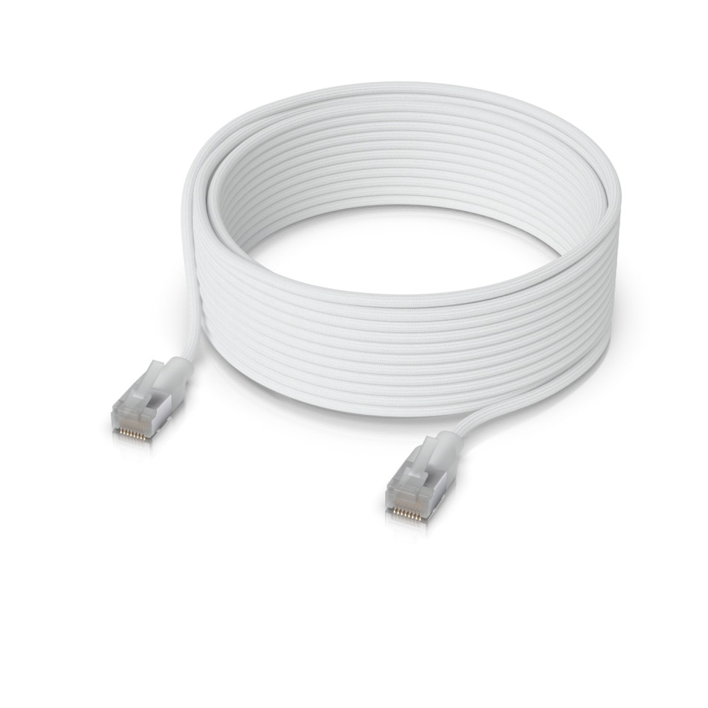 Ubiquiti UACC-CABLE-PATCH-EL-C6A-15M-W UniFi Premium Patch Cable, 15M, White, Ultra-thin Braided Patch Cable, Designed And Optimized For 10 GbE Networking. - Image 1