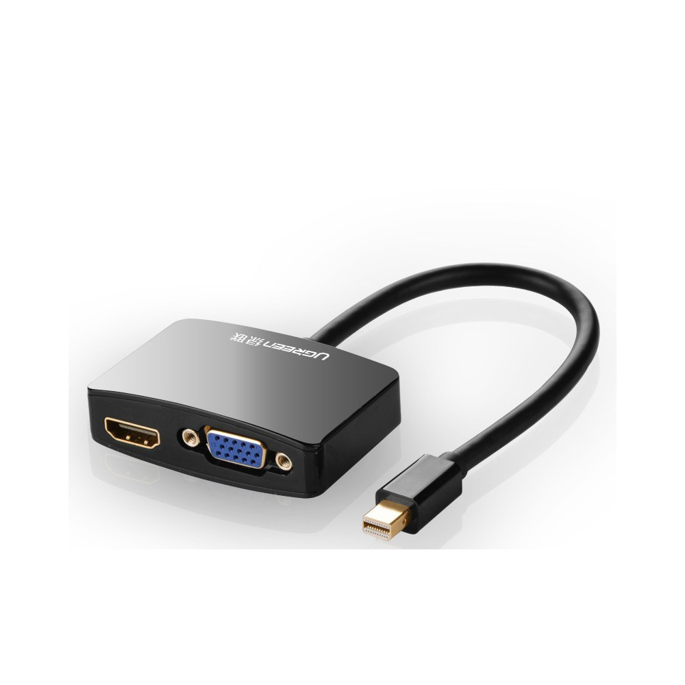UGREEN 6957303814398 10439 mini dp male to VGA female+HDMI female converter cable--Black - Image 1
