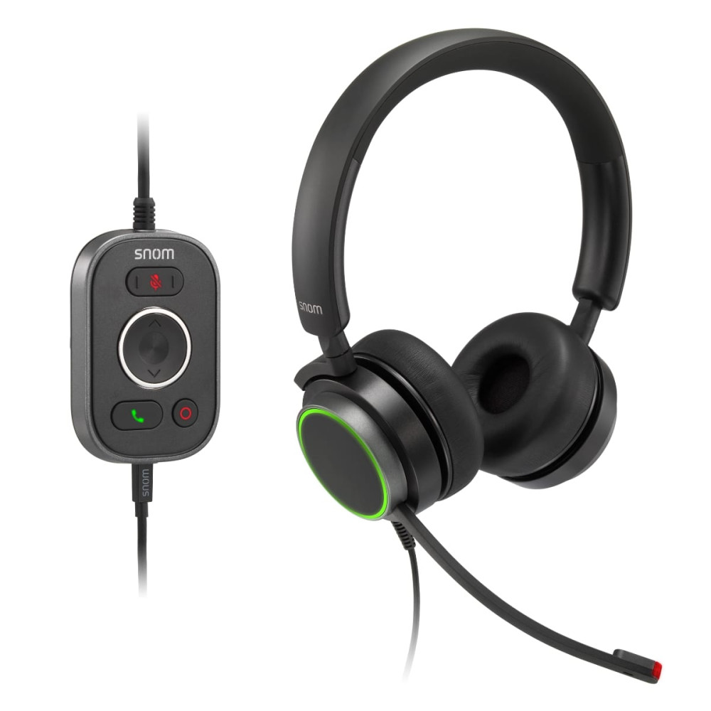Snom 00004598 A330D Headset, Wired Duo, HD Audio Quality, Remote Control, Ideal For Video-telephony, - Image 1