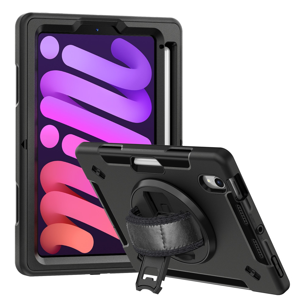 USP CHDPMINI6 Rugged Apple iPad Mini (8.3') (A17 Pro) (7th Gen) / iPad Mini (8.3') (6th Gen) Case Black - Built-in-Kickstand, 5 Years Warranty - Image 1