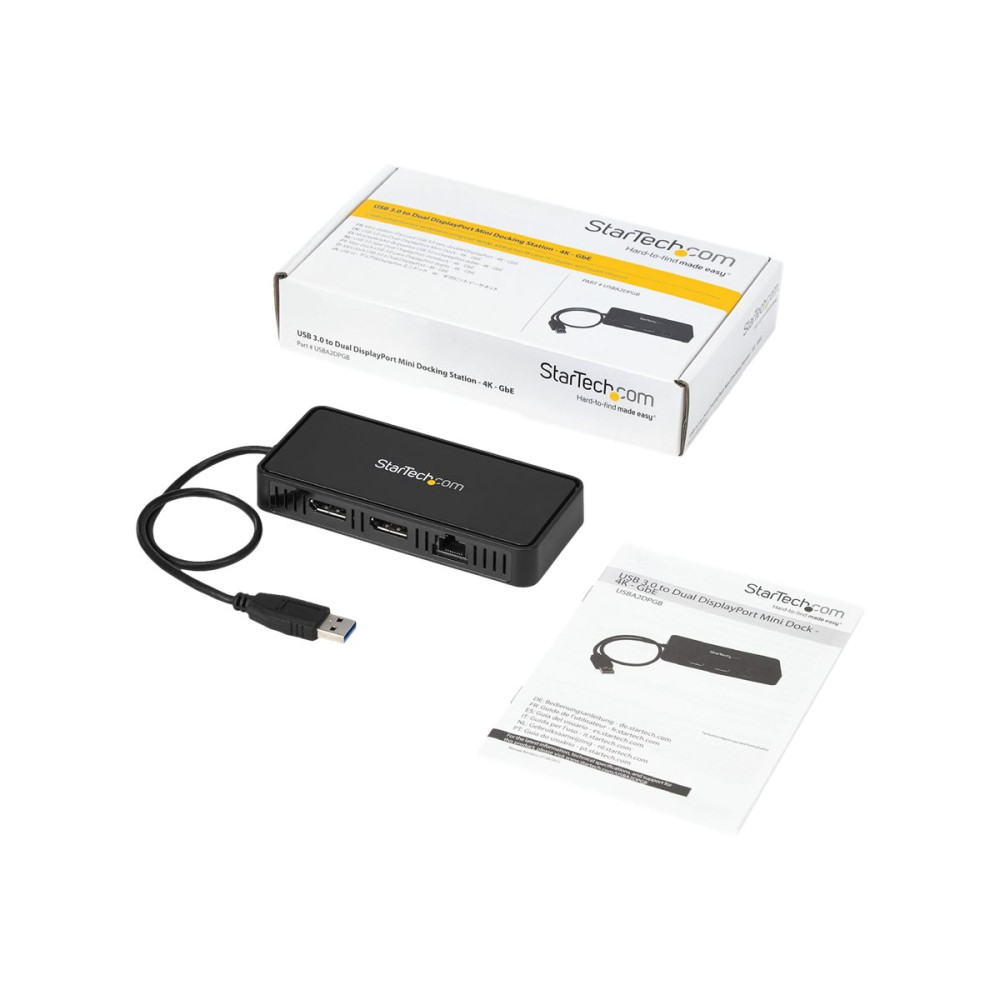 StarTech USBA2DPGB USB 3.0 MINI 4K DOCK, DUAL DISPLAY, DP(2), RJ45, USB POWERED, 3YR - Image 5