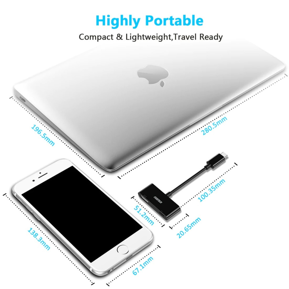 Choetech 6971824970647 HUB-M03 USB C to HDMI Adapter(4K@60hz) with 60W PD Charging Port Thunderbolt 3 Compatible - Image 2