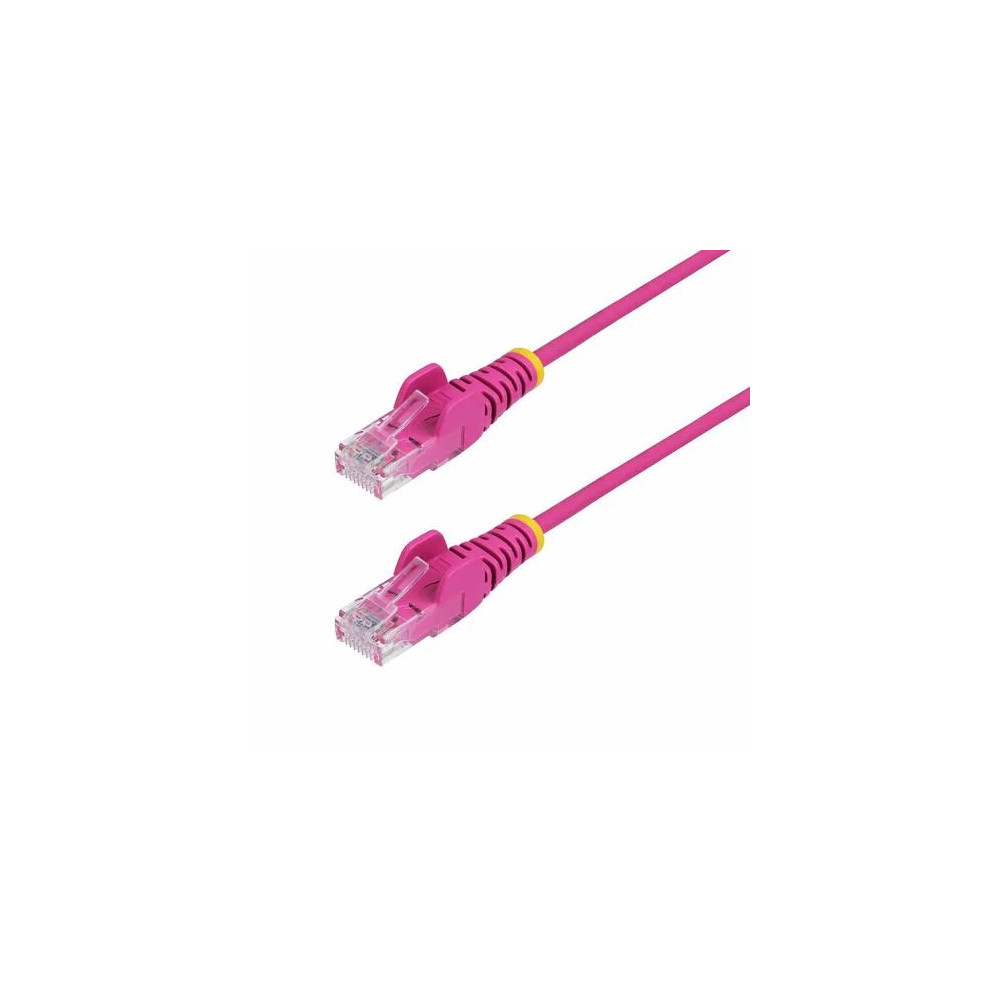 StarTech N6PAT5MPKS 5m Pink Slim CAT6 Ethernet Cable, Snagless RJ45, UTP, LSZH, 28AWG Pure Bare Copper, Slim Network Patch Cord - Slim UTP Cat6 Cable supports 10Gbps and 100W PoE; Ideal for crowded installations; 36% slimmer for improved airflow - Image 2