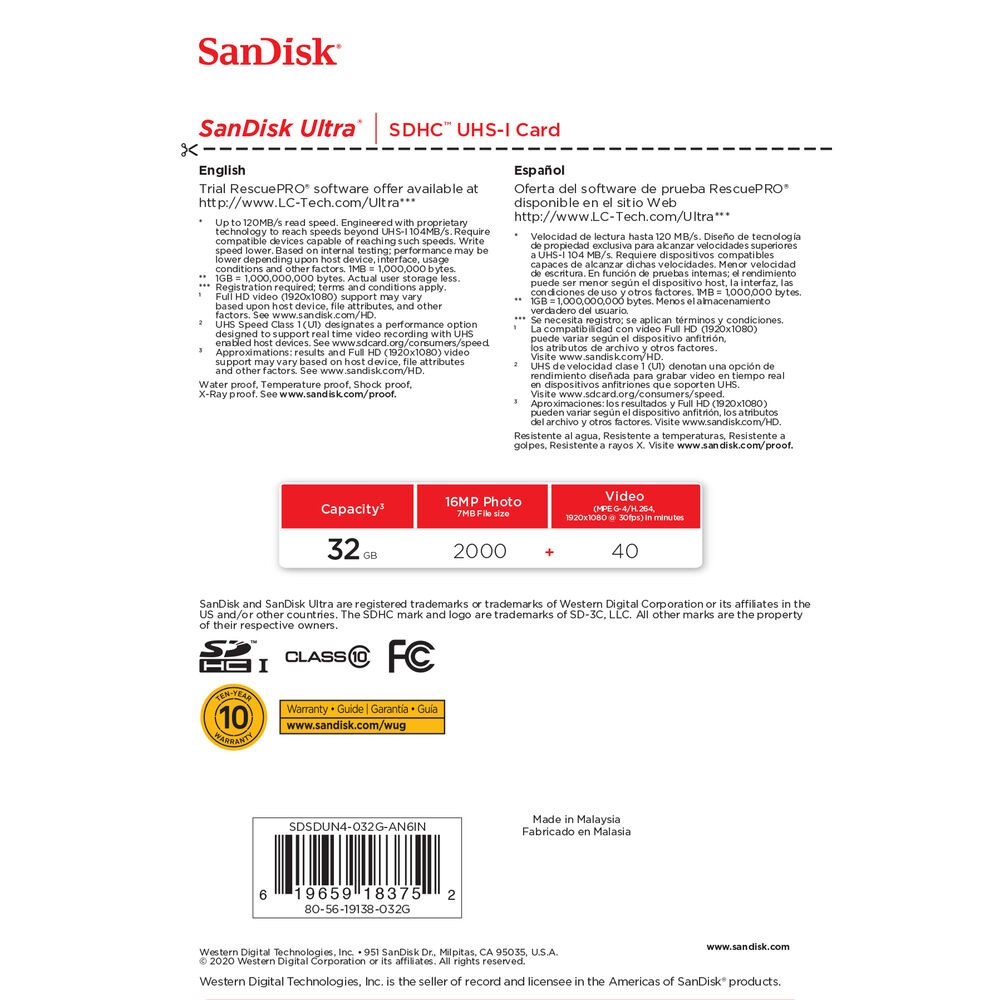 Sandisk SDSDUN4-032G-GN6IN SDHC Ultra UHS-I Class 10 , U1, 120mb/s read &10mb/s write - Image 5