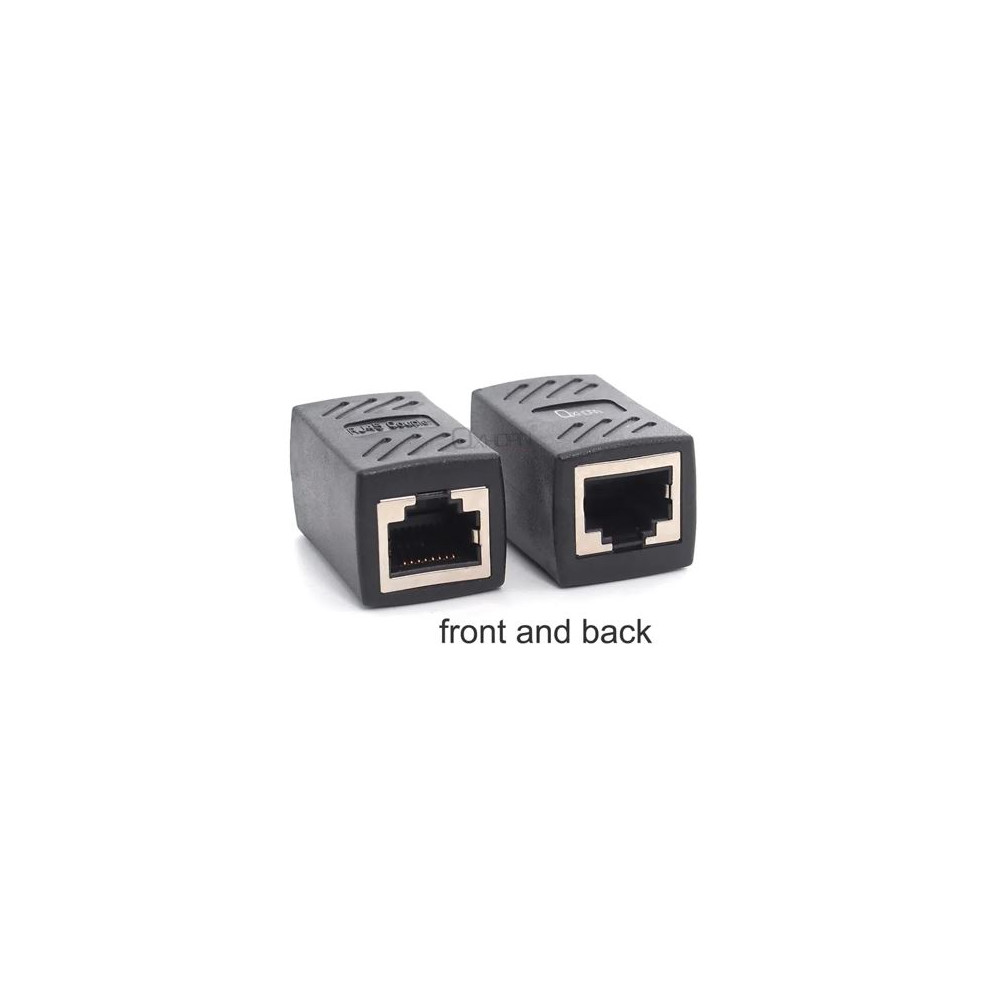Just You PC AD-RJ45-FF Oxhorn RJ45 Ethernet Inline 8 pins Coupler / Joiner Female to Female F-F Gold plated connections Black Retail bag - Image 1