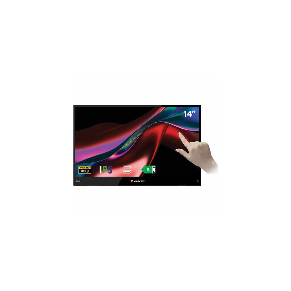 Verbatim 32405 LIGHT 14" Class LCD Touchscreen Monitor - 16:9 - 10 ms - 14" Viewable - Capacitive - 10 Point(s) Multi-touch Screen - 1920 x 1080 - Full HD - In-plane Switching (IPS) Technology - 250 cd/m² - Speakers - HDMI - USB - USB Type-C