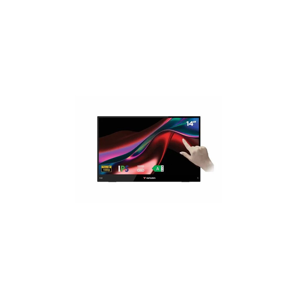 Verbatim 32405 LIGHT 14" Class LCD Touchscreen Monitor - 16:9 - 10 ms - 14" Viewable - Capacitive - 10 Point(s) Multi-touch Screen - 1920 x 1080 - Full HD - In-plane Switching (IPS) Technology - 250 cd/m² - Speakers - HDMI - USB - USB Type-C