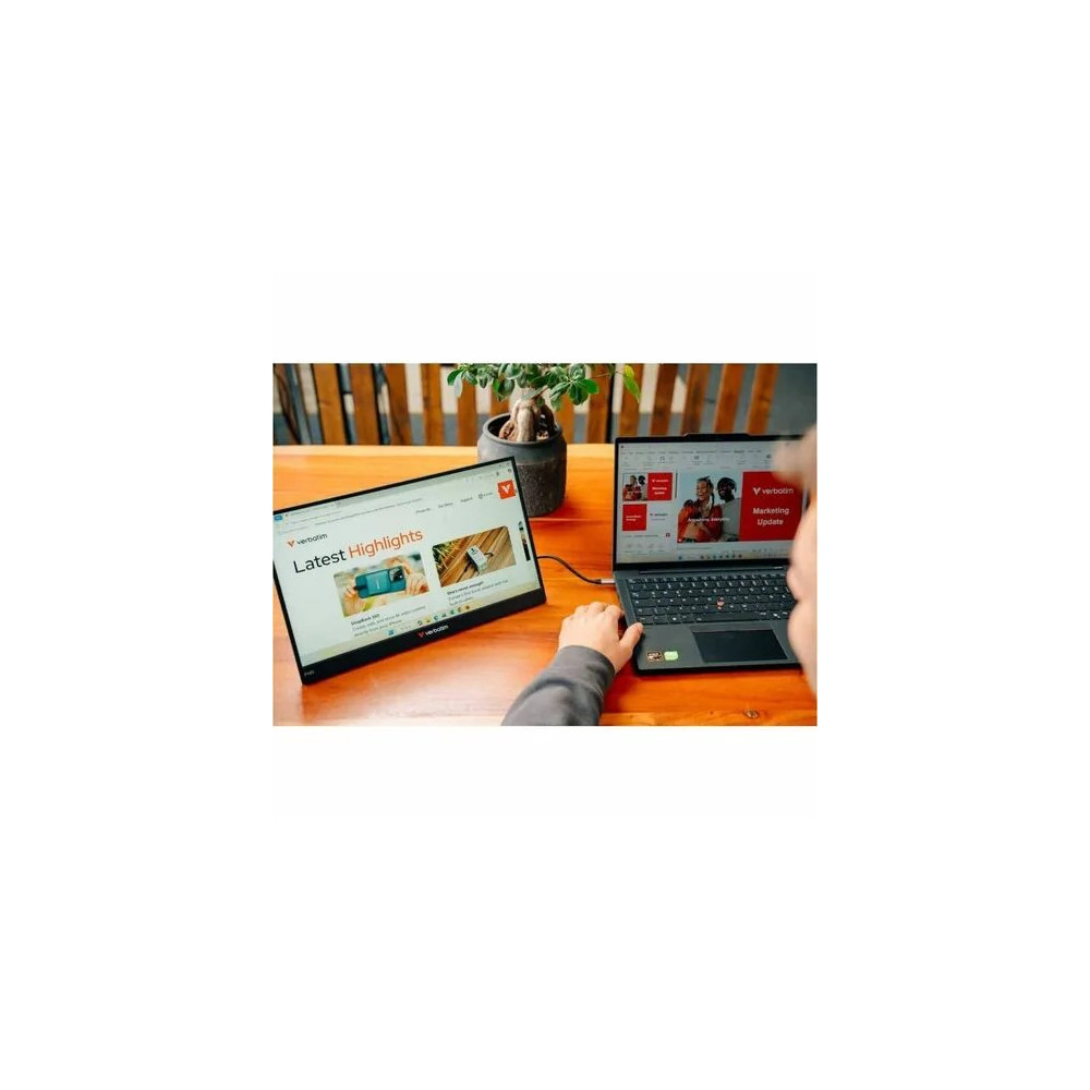 Verbatim 32405 LIGHT 14" Class LCD Touchscreen Monitor - 16:9 - 10 ms - 14" Viewable - Capacitive - 10 Point(s) Multi-touch Screen - 1920 x 1080 - Full HD - In-plane Switching (IPS) Technology - 250 cd/m² - Speakers - HDMI - USB - USB Type-C