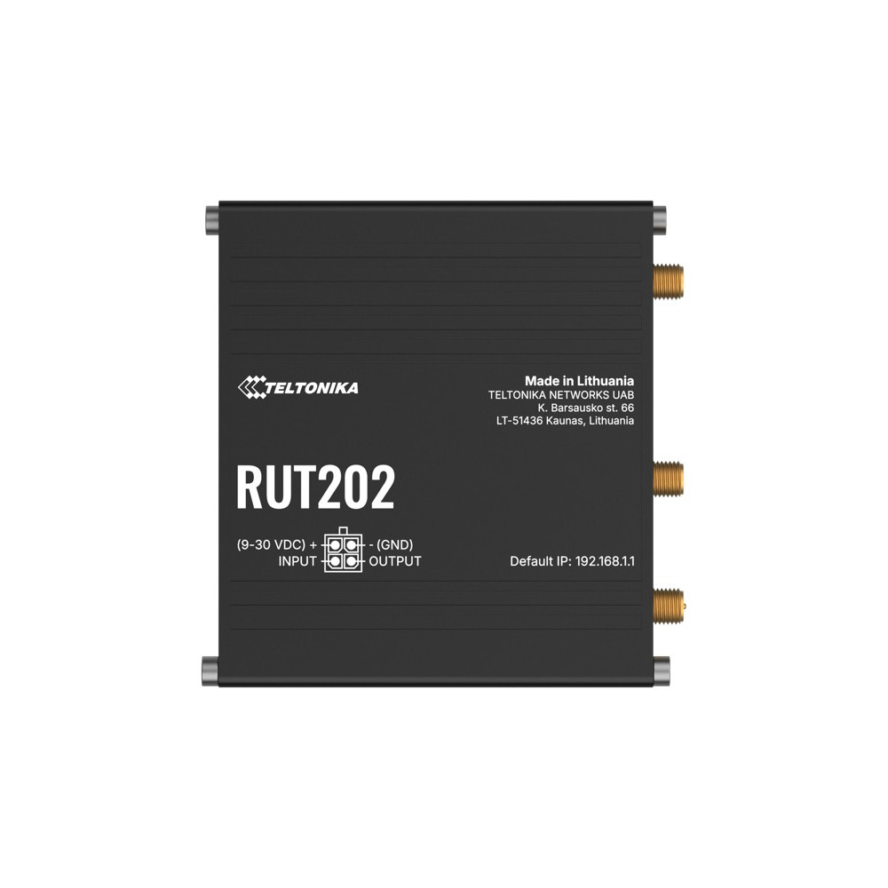 Teltonika RUT202AAEAA0 RUT202 Dual Sim Industrial LTE Cat 4 Router, Automatic Failover, Dual Ethernet Ports and LTE + Wi-Fi Support, PSU included - Image 1