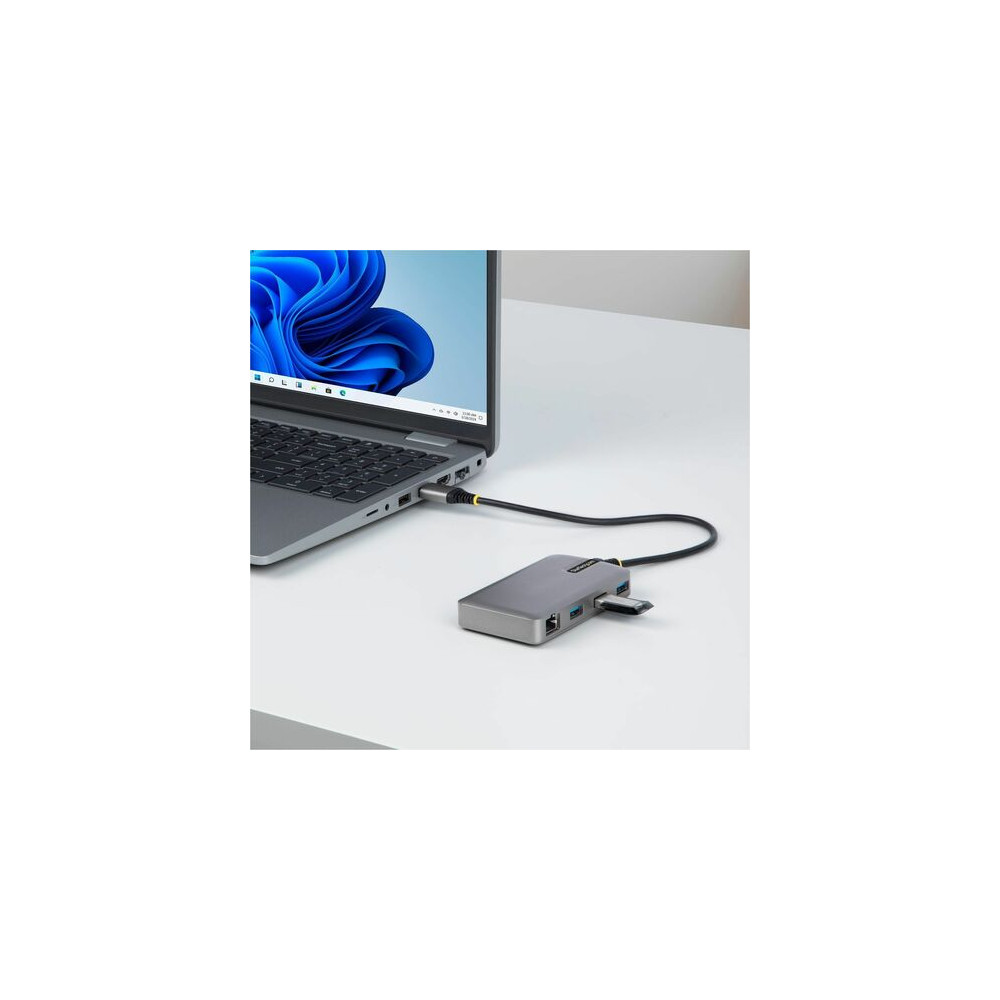 StarTech 5G3AGBB-USB-A-HUB 3-Port USB Hub with Ethernet, USB-A Ports, Gigabit Ethernet/GbE, 5Gbps, Bus-Powered, 1ft/30cm Cable, Portable Laptop USB Hub - Portable USB Expansion Hub w/Gb Ethernet RJ45 (WoL/Jumbo Frames/V-LAN Tagging) for laptop/d - Image 7