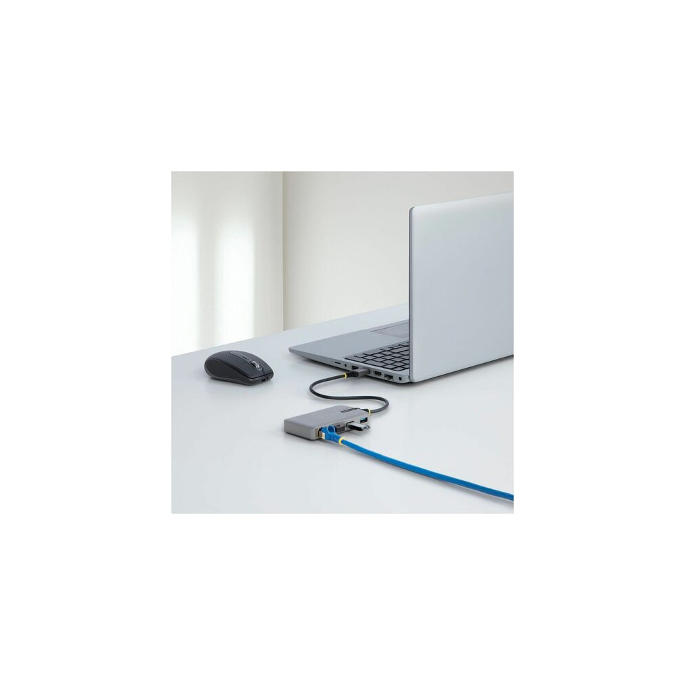 StarTech 5G3AGBB-USB-A-HUB 3-Port USB Hub with Ethernet, USB-A Ports, Gigabit Ethernet/GbE, 5Gbps, Bus-Powered, 1ft/30cm Cable, Portable Laptop USB Hub - Portable USB Expansion Hub w/Gb Ethernet RJ45 (WoL/Jumbo Frames/V-LAN Tagging) for laptop/d - Image 8