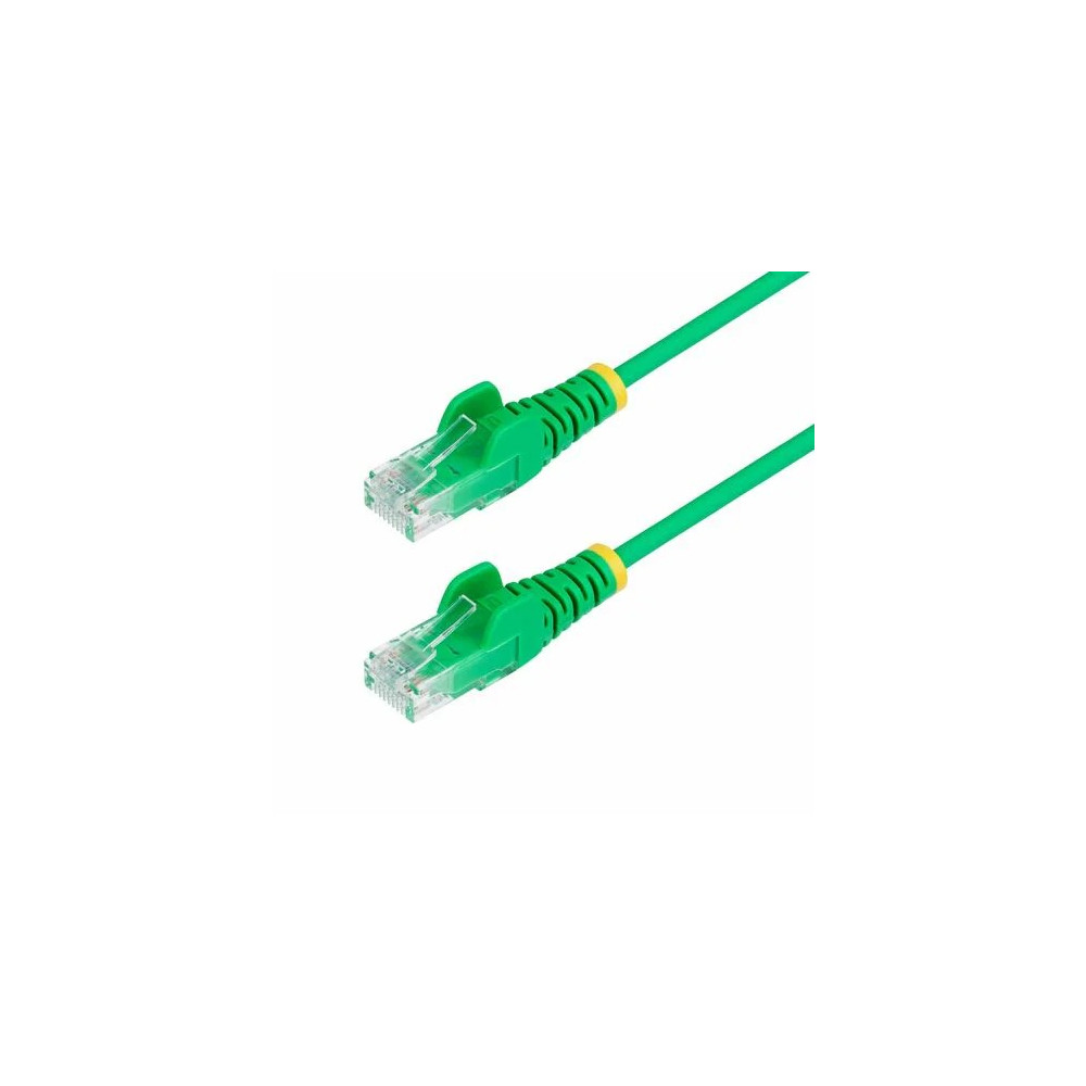 StarTech N6PAT5MGNS 5m Green Slim CAT6 Ethernet Cable, Snagless RJ45, UTP, LSZH, 28AWG Pure Bare Copper, Slim Network Patch Cord - Slim UTP Cat6 Cable supports 10Gbps and 100W PoE; Ideal for crowded installations; 36% slimmer for improved airflo - Image 2
