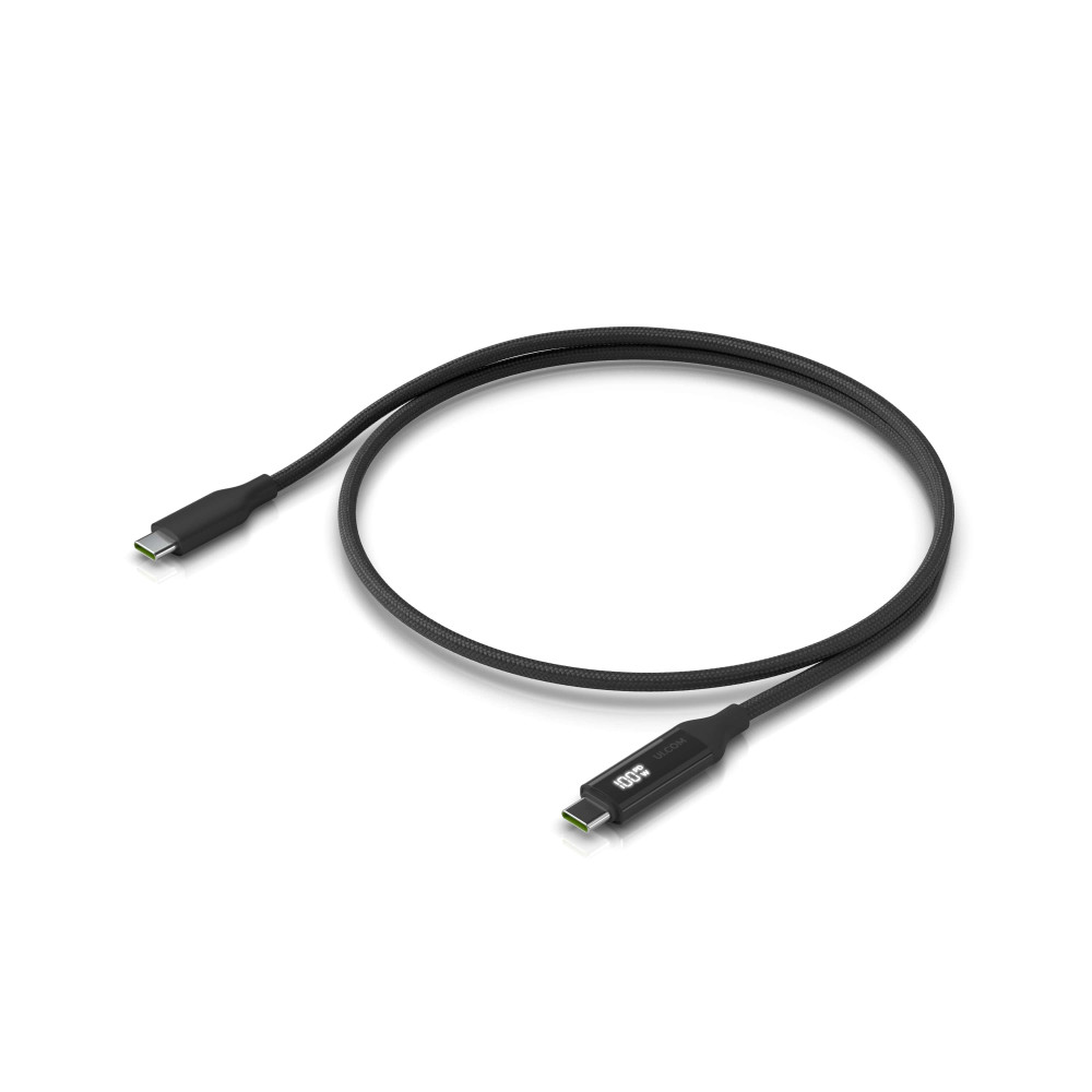 Ubiquiti UACC-CABLE-USB-100W-0.3M-BK USB-C Cable with Charge Display,Length 0.3M, Black, Braided Power & Data Cable With A Double-sided Charge Display,100W Max Power Outpu - Image 1