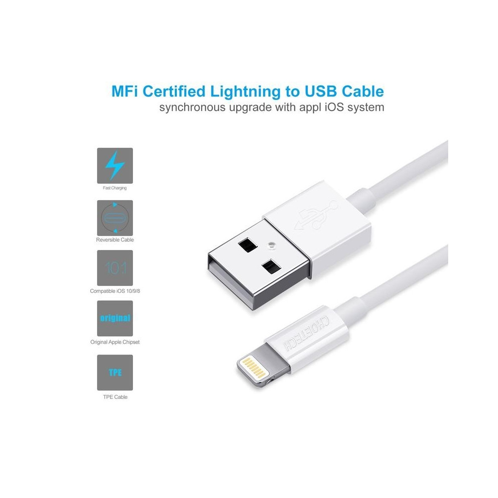 Choetech 6971824971606 IP0026W USB Charge & Sync Cable1.2M white - Image 1