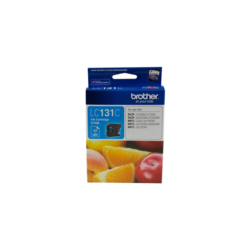 Brother LC-131C Cyan Ink Cartridge - to suit DCP-J152W/J172W/J552DW/J752DW/MFC-J245/J470DW/J475DW/J650DW/J870DW - up to 300 pages - Image 1