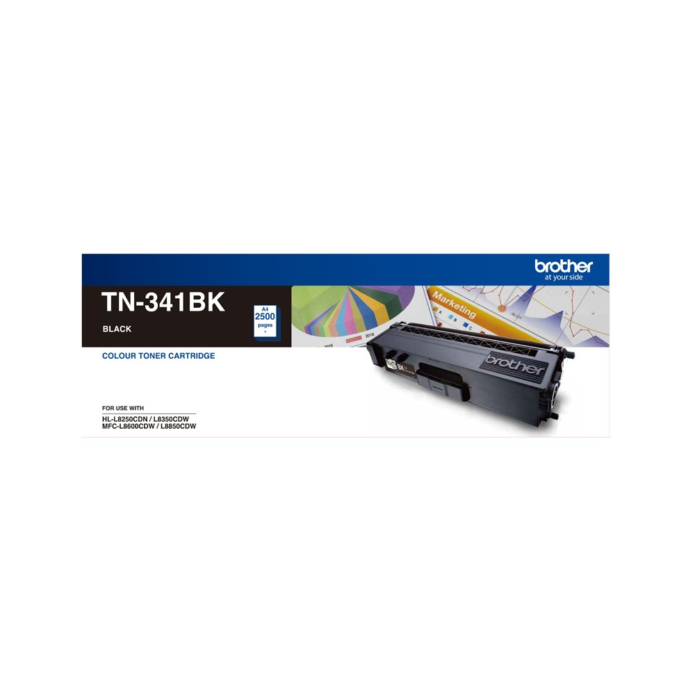 Brother TN-341BK Colour Laser-Standard Yield Black Toner to suit HL-L8250CDN/8350CDW MFC-L8600CDW/L8850CDW - 2500Pages - Image 1