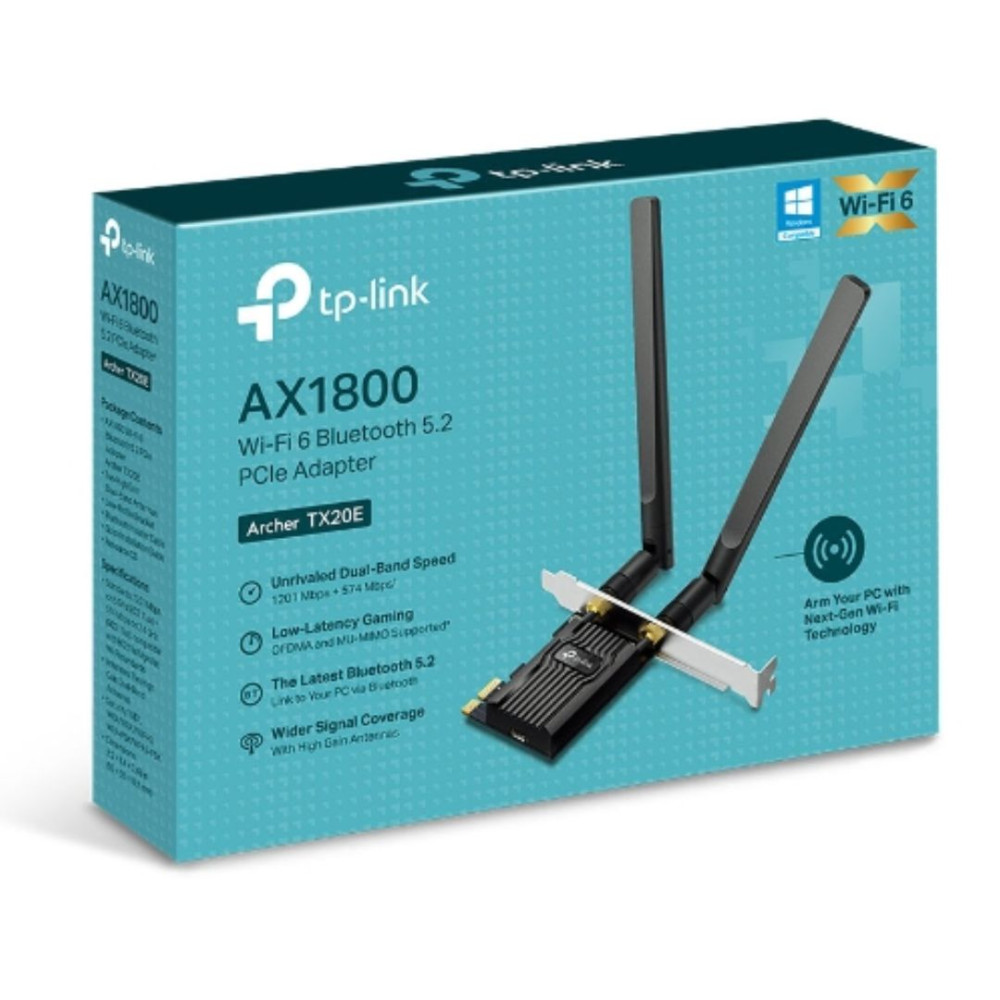 TP-LINK ARCHER TX20E ARCHER AX1800 BLUETOOTH 5.2 WI-FI 6 DUAL-BAND PCIE ADAPTER, 3YR - Image 1