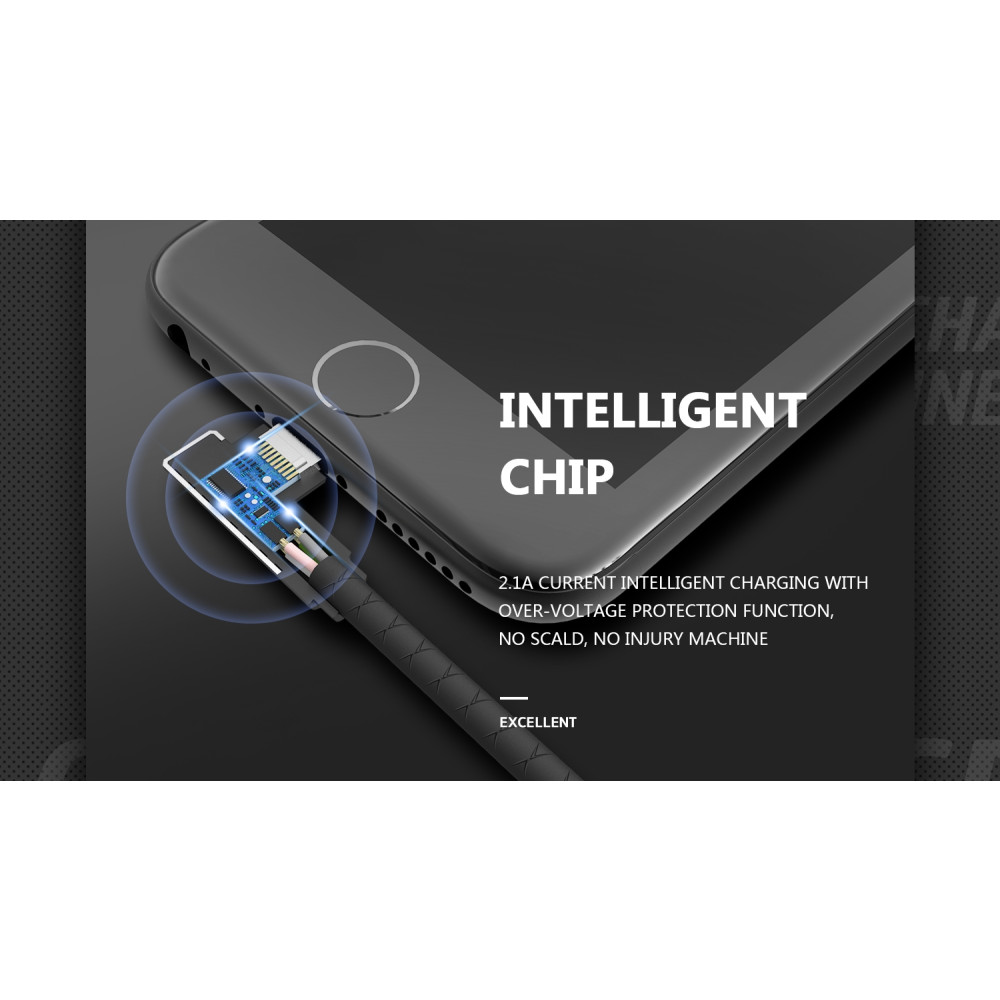 KIVEE 6971239570630 CG011 Angle Lightning to USB Charging Cable 1M Black - Image 4