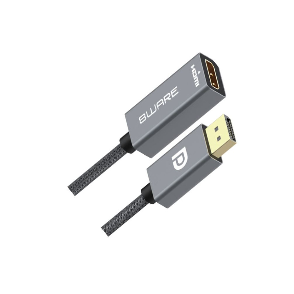 8ware 8W-DPHDMIF DisplayPort DP to HDMI Adapter Converter Cable 15cm - Male to Female 1080P Gold-Plated for PC/Laptop to HDTVs Projectors Displays Retail Pack - Image 1