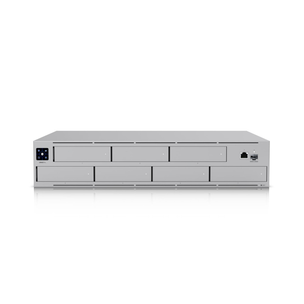 Ubiquiti UNAS-PRO UNAS PRO, (7) 2.5/3.5" HDD/SSD BAYS, (1)10G SFP+, (1)GbE RJ45, RACK-MOUNT(2U),1YR - Image 1