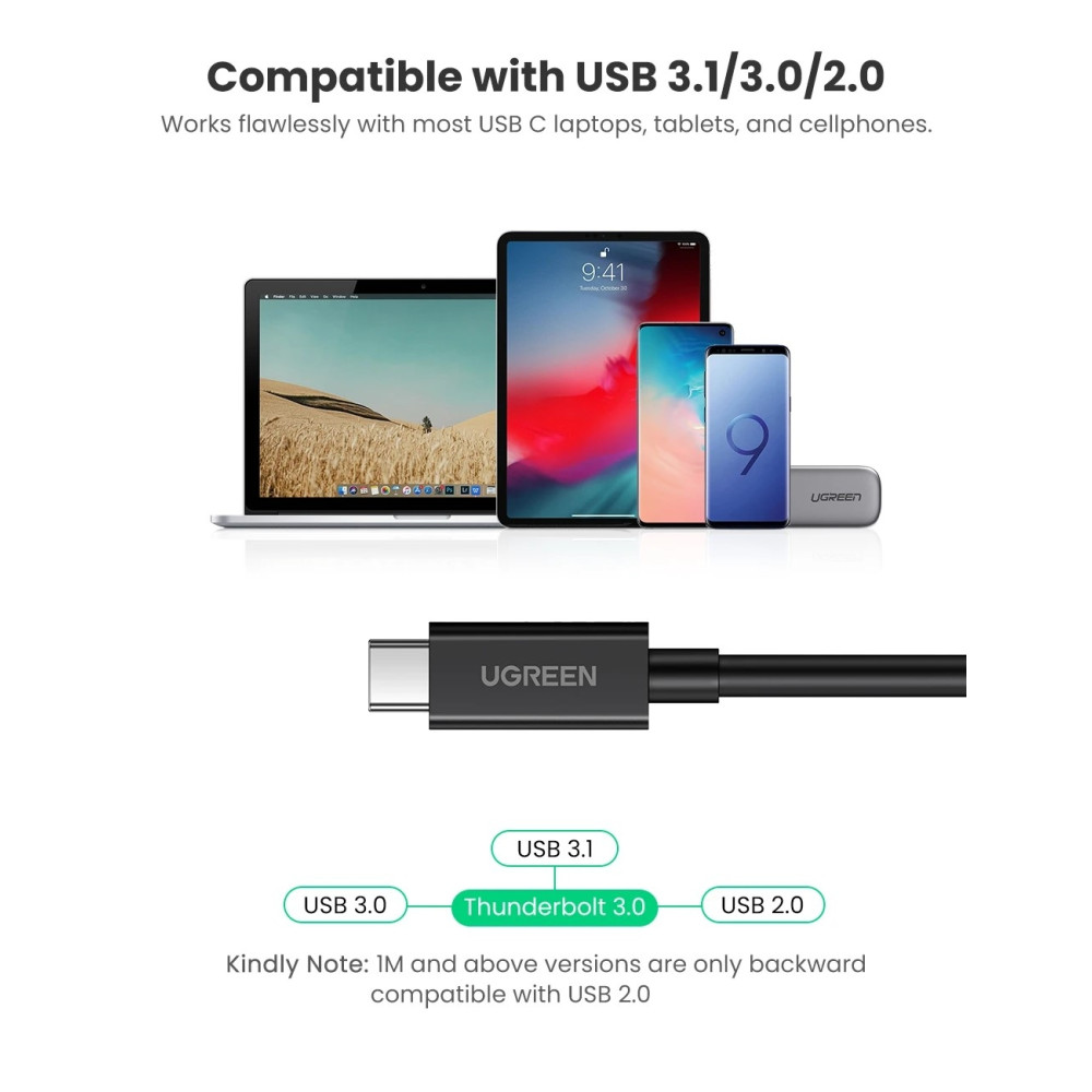 UGREEN 6957303883240 80324 Thunderbolt 3 USB-C 0.5M Cable 40Gbps - Image 2