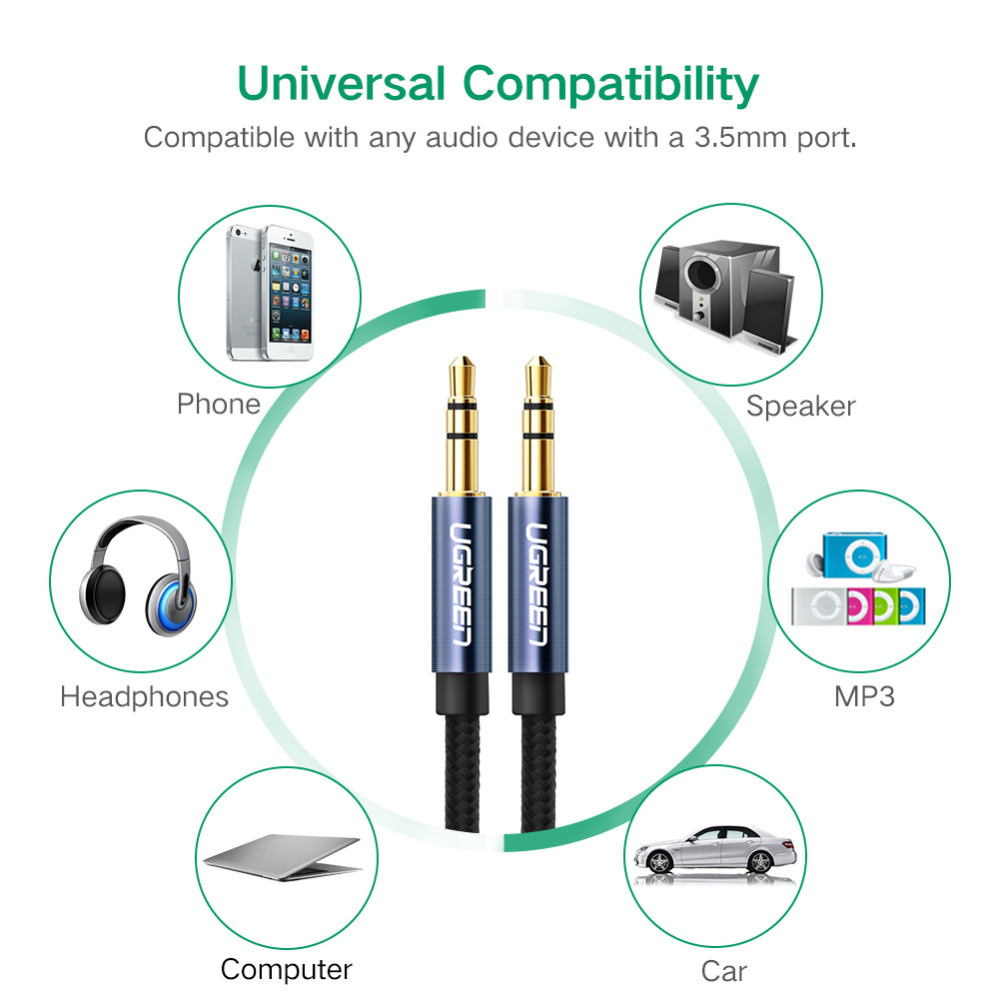 UGREEN 6957303816880 10688 3.5mm M/M Audio cable 3M Metla/Black - Image 2