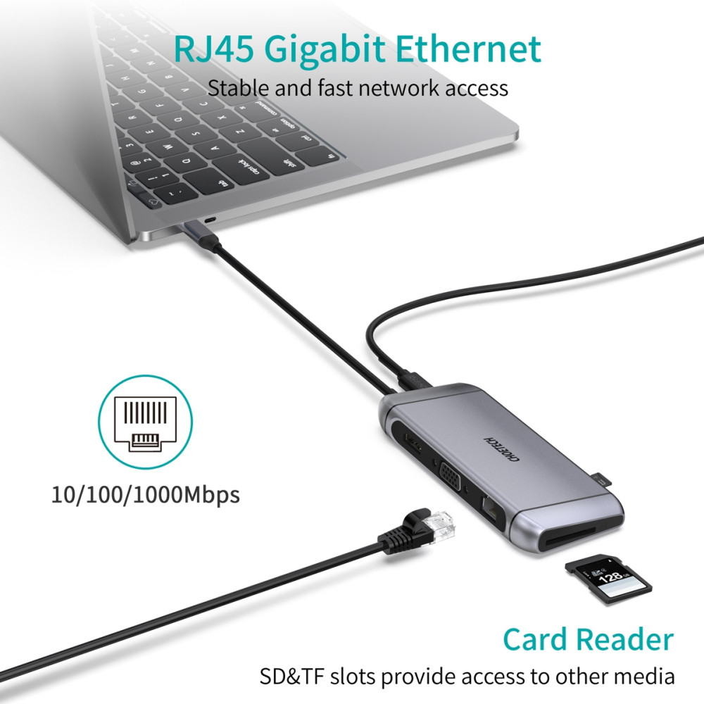 Choetech 6971824975055 HUB-M15 USB-C 9 in 1 Multifunction Adapter - Image 8