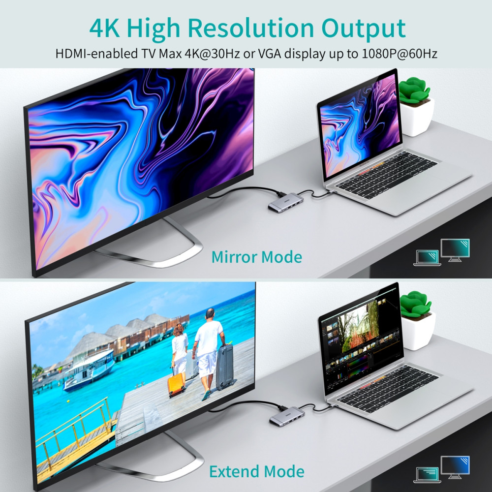Choetech 6971824975055 HUB-M15 USB-C 9 in 1 Multifunction Adapter - Image 9