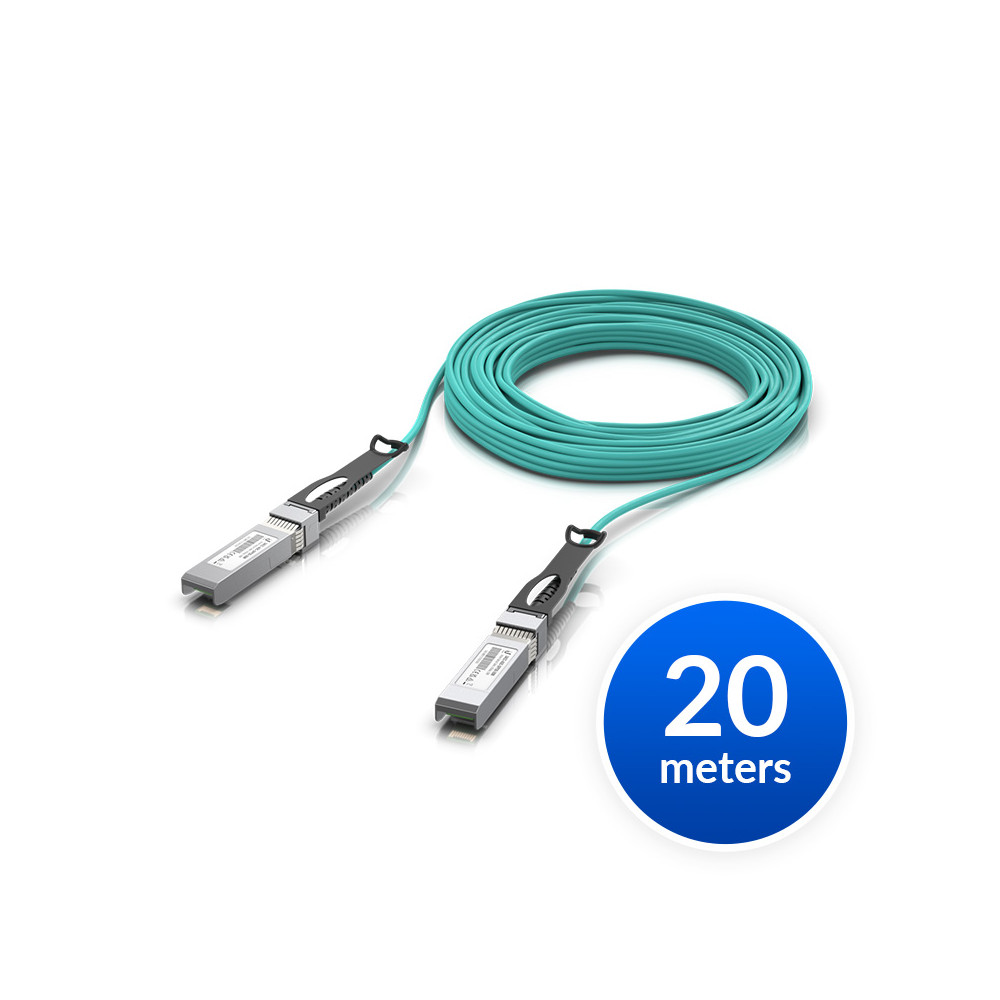 Ubiquiti UACC-AOC-SFP28-20M 25 Gbps Long-Range DAC, Long-range SFP28, 20m Length, Support 25/10/1 Gbps, PVC Cable Jacket, Aqua Color - Image 1