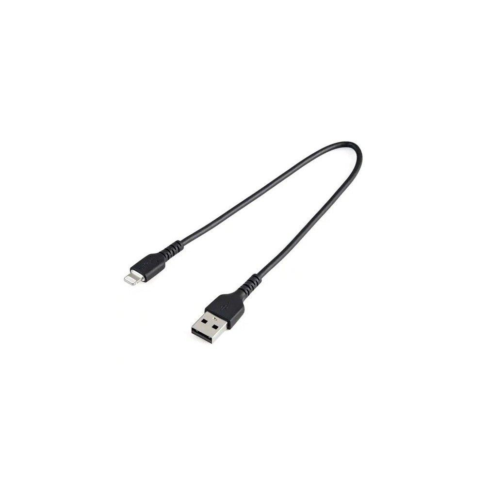 StarTech RUSBLTMM30CMB 30cm (12inch) Durable Black USB-A to Lightning Cable - Heavy Duty Rugged Aramid Fiber USB Type A to Lightning Charger/Sync Power Cord - Apple MFi Certified iPad/iPhone 12 - Image 1