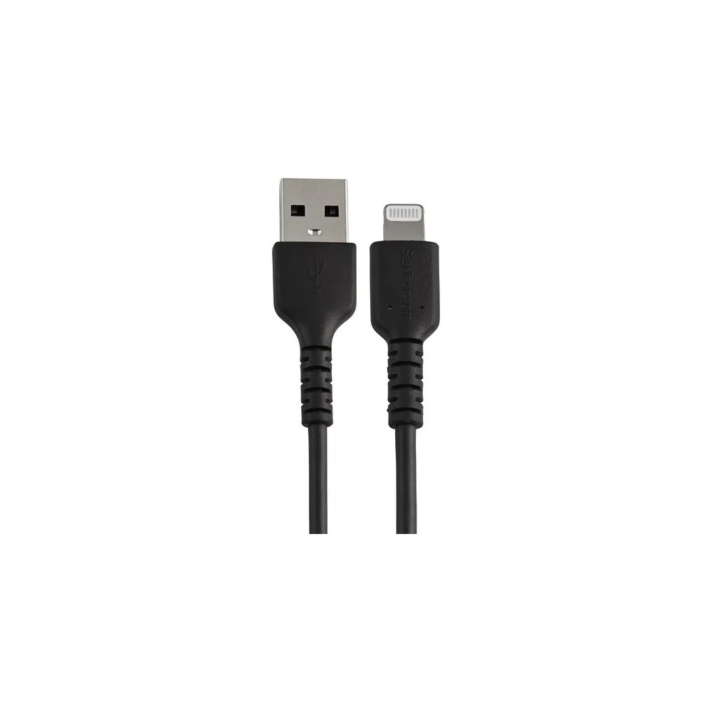 StarTech RUSBLTMM30CMB 30cm (12inch) Durable Black USB-A to Lightning Cable - Heavy Duty Rugged Aramid Fiber USB Type A to Lightning Charger/Sync Power Cord - Apple MFi Certified iPad/iPhone 12 - Image 2