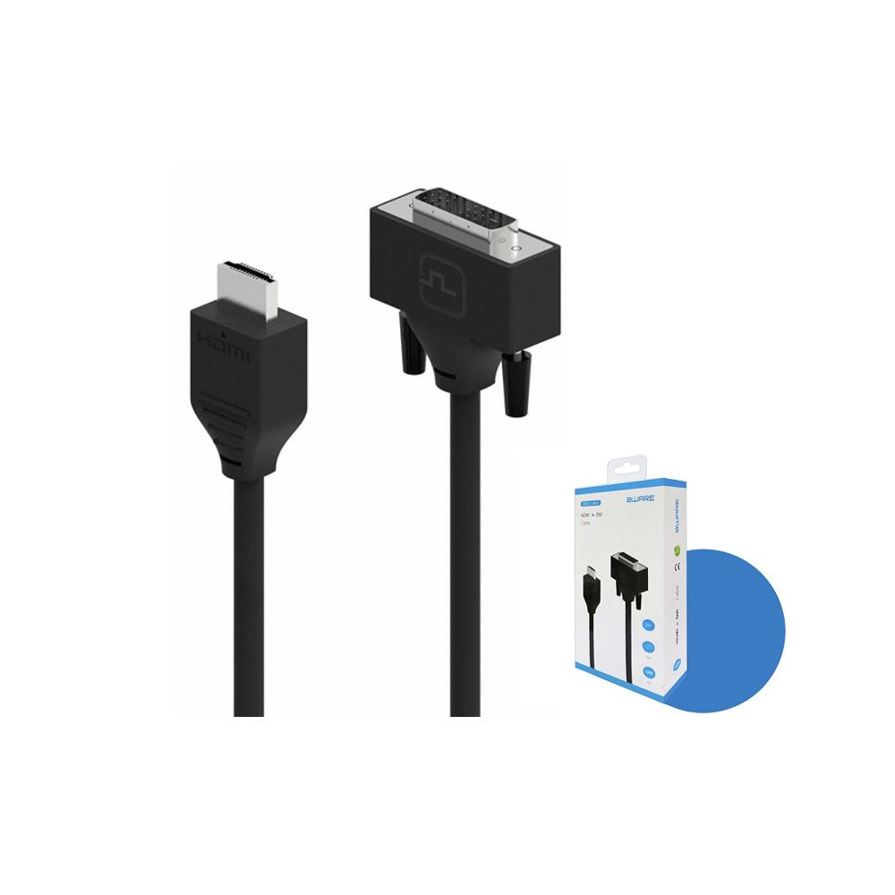 8ware 8W-HDMIDVIF Pro Series 2M HDMI to DVI cable Male to Male Nickel plated high performance 30AWG OD6.0 Copper PVC TPE (Retail package) - Image 1