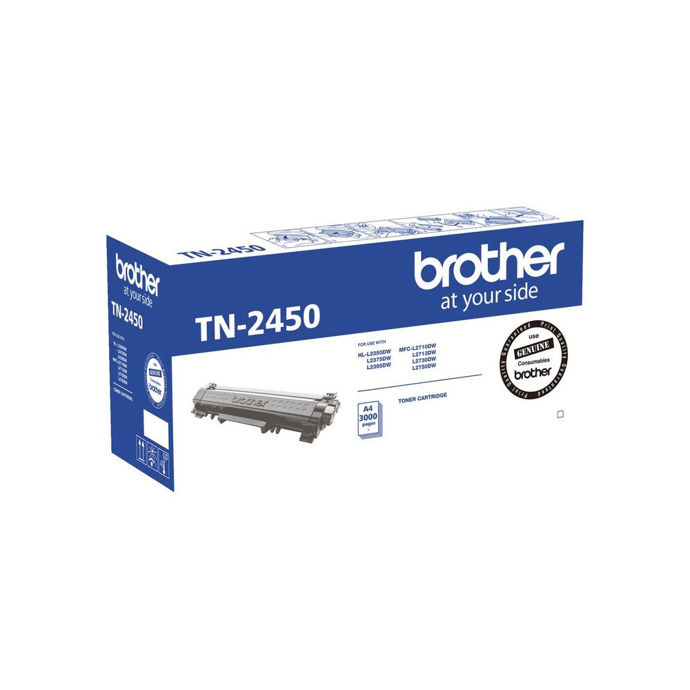 Brother TN-2450 Mono Laser Toner- Standard, HL-L2350DW/L2375DW/2395DW/MFC-L2710DW/2713DW/2730DW/2750DW up to 3,000 pages - Image 1