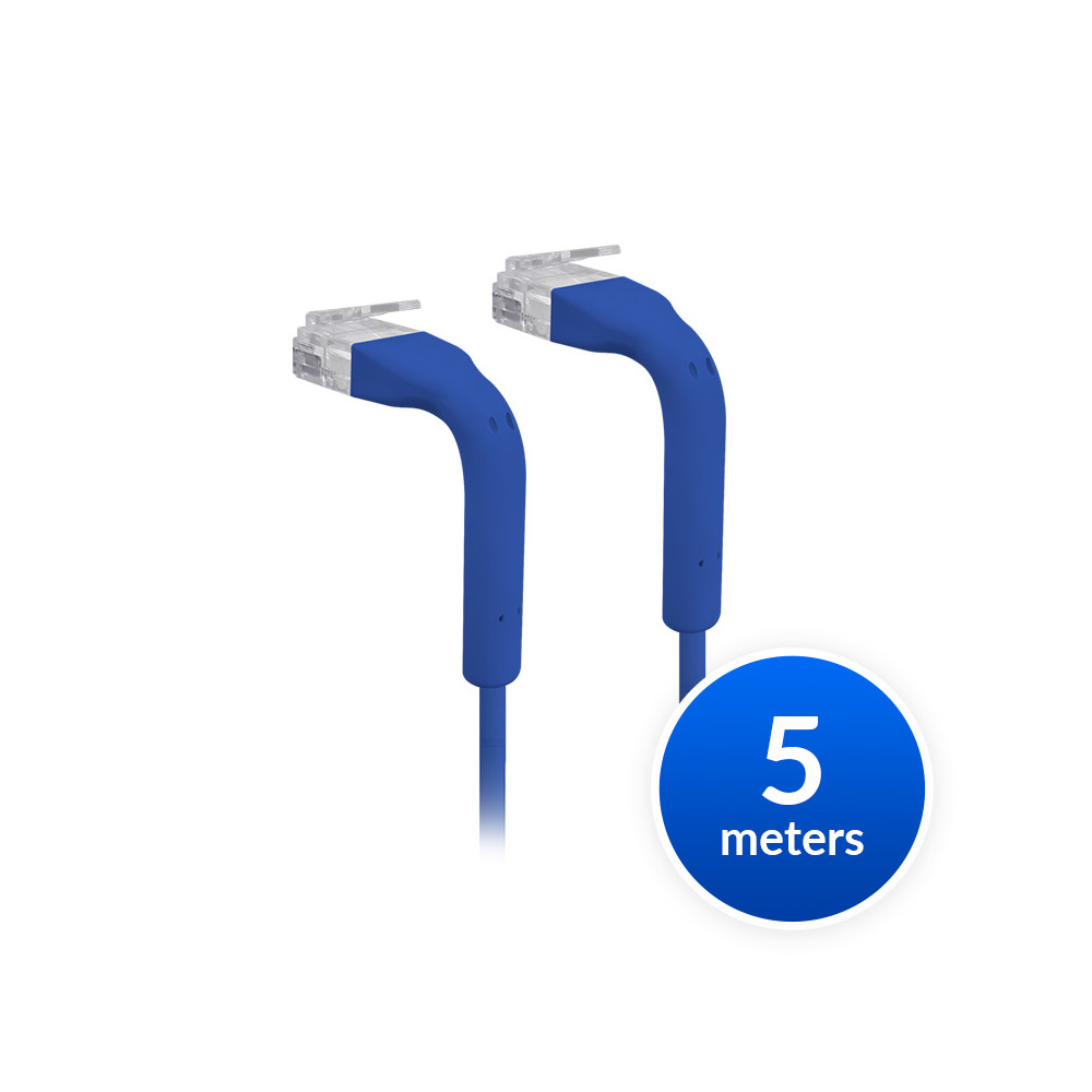 Ubiquiti U-CABLE-PATCH-5M-RJ45-BL UniFi Patch Cable Single Unit, 5m, Blue, End Bendable to 90 Degree, RJ45 Ethernet Cable, Cat6, Ultra-Thin 3mm Diameter - Image 1