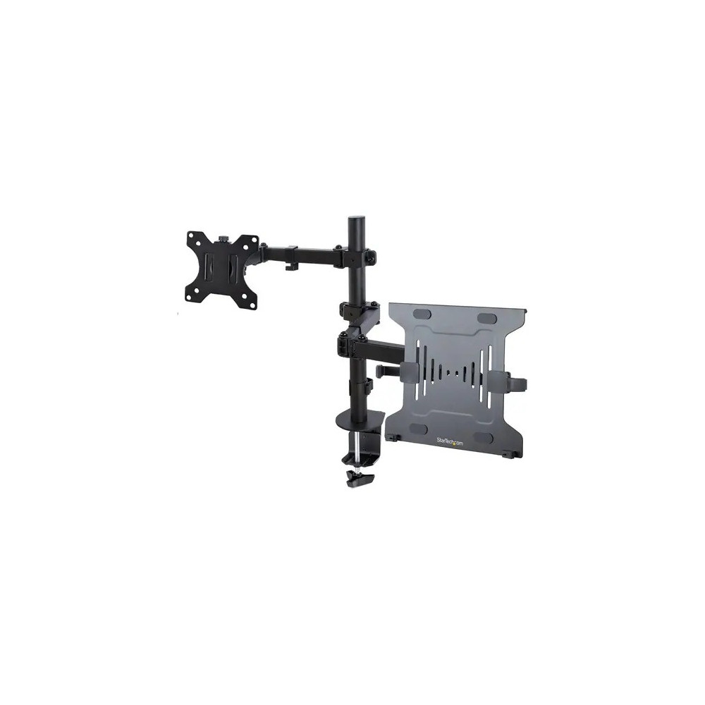 StarTech A2-LAPTOP-DESK-MOUNT Monitor Arm with VESA Laptop Tray, For a Laptop & Single Display up to 32" (17.6lb/8kg), Adjustable Desk Laptop Arm Mount - This black monitor and laptop mount for desk allows fixing a laptop on the VESA laptop tray - Image 1
