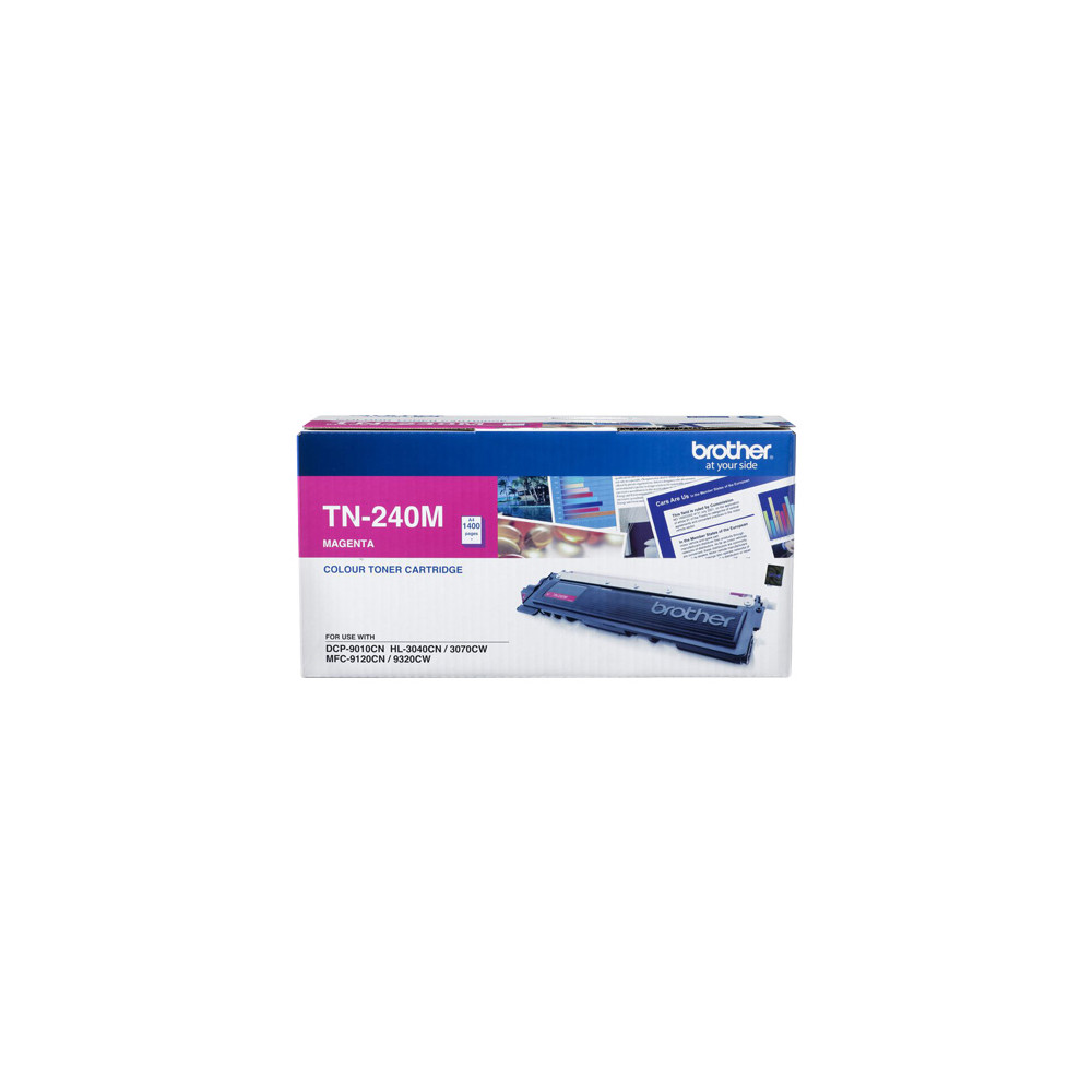 Brother TN-240M COLOUR LASER TONER-MAGENTA TONER CARTRIDGE TO SUIT HL-3040CN/3045CN/3070CW/3075CW, DCP-9010CN, MFC-9120CN/9125CN/9320CW/9325CW-1,400 PG - Image 1