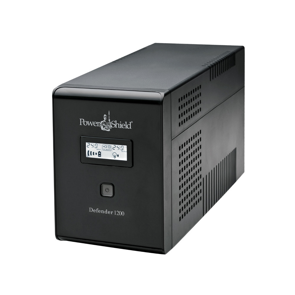 PowerShield PSD1200 Defender 1200VA/720W UPS, AVR, LCD display, 6 AUS sockets, user-replaceable batteries, 2-year warranty - Image 1