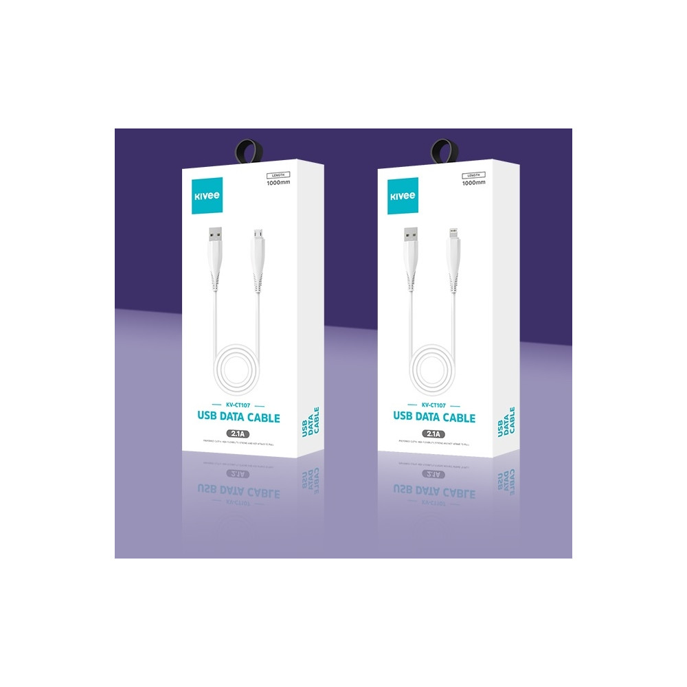 KIVEE 6971239573518 CT107 Lightning to USB Charging Cable 1M White - Image 6