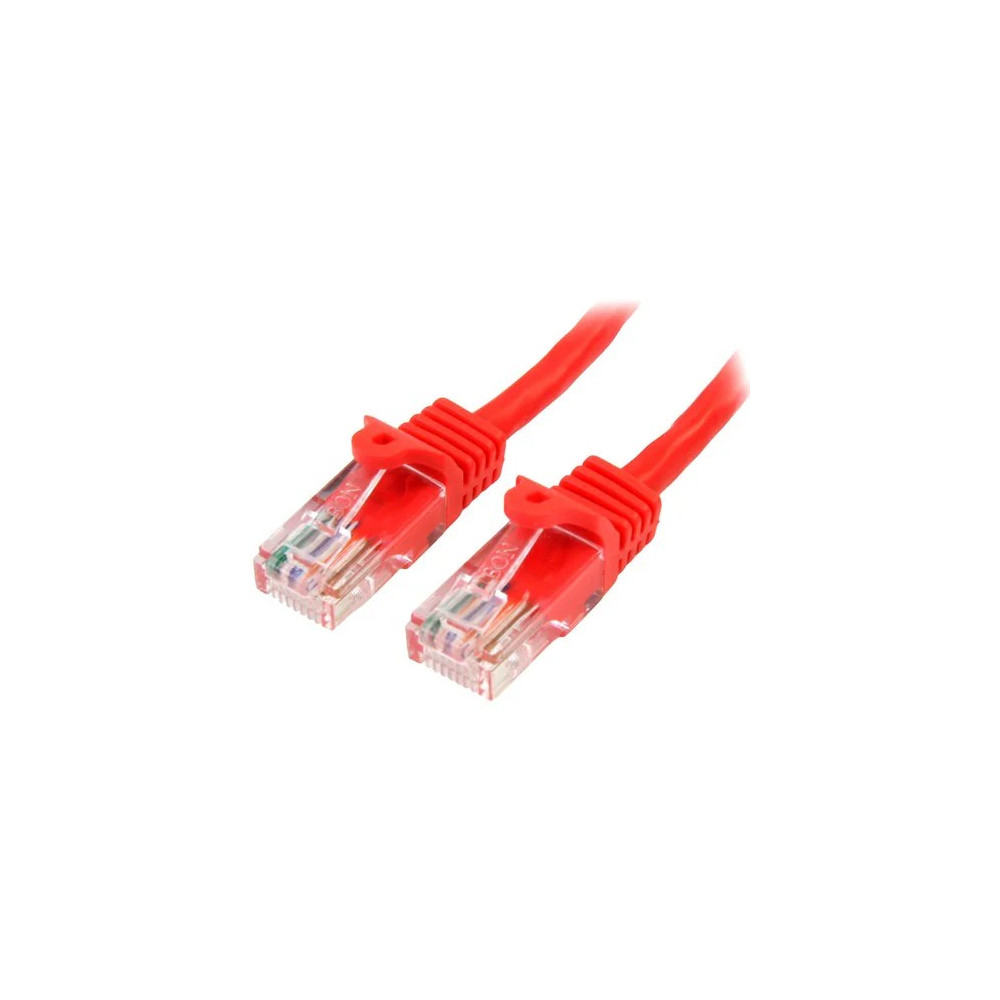 StarTech 45PAT2MRD 2 m Red Cat5e Snagless RJ45 UTP Patch Cable - 2m Patch Cord - Cable for Network Device, Hub - First End: 1 x RJ-45 Network - Male - Second End: 1 x RJ-45 Network - Male - Patch Cable - Gold Plated Contact - CM - 24 AWG - Red - Image 1