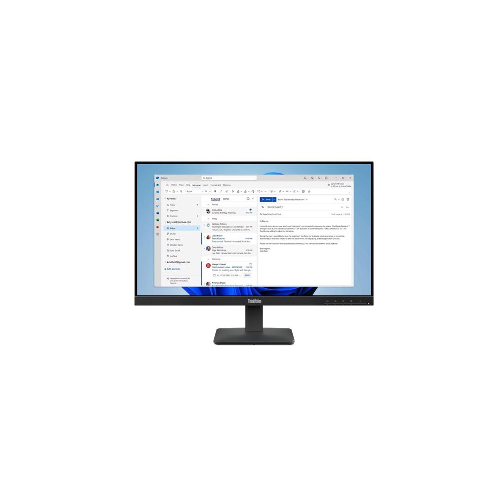 Lenovo 64B5KAR1AU ThinkVision S24-4E 23.8'/24' FHD IPS Monitor 1920x1080 16:9 4ms 100Hz Anti-glare Tilt VGA HDMI Tilt VESA 3yr WTY Black ~63DEKAR3AU - Image 1