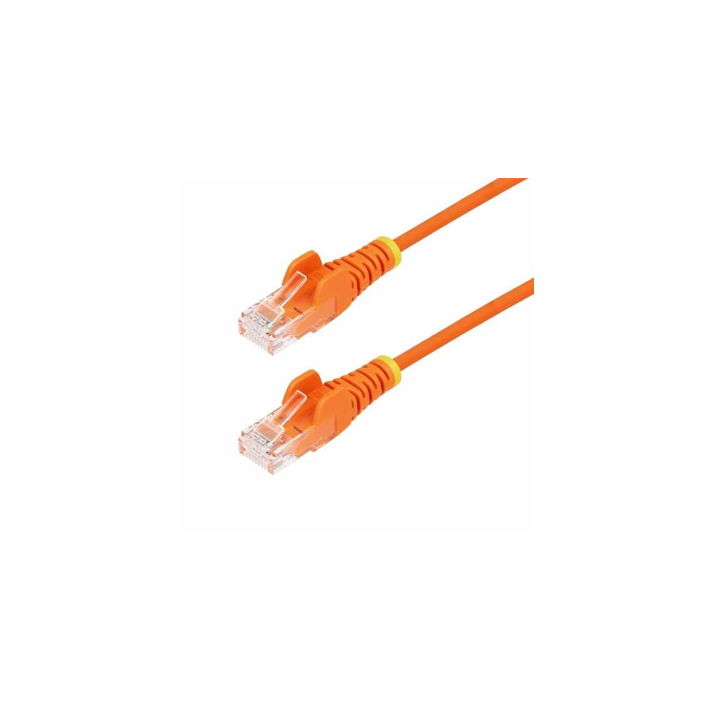 StarTech N6PAT250CMORS 2.5m Orange Slim CAT6 Ethernet Cable, Snagless RJ45, UTP, LSZH, 28AWG Pure Bare Copper, Slim Network Patch Cord - Slim UTP Cat6 Cable supports 10Gbps and 100W PoE; Ideal for crowded installations; 36% slimmer for improved  - Image 2