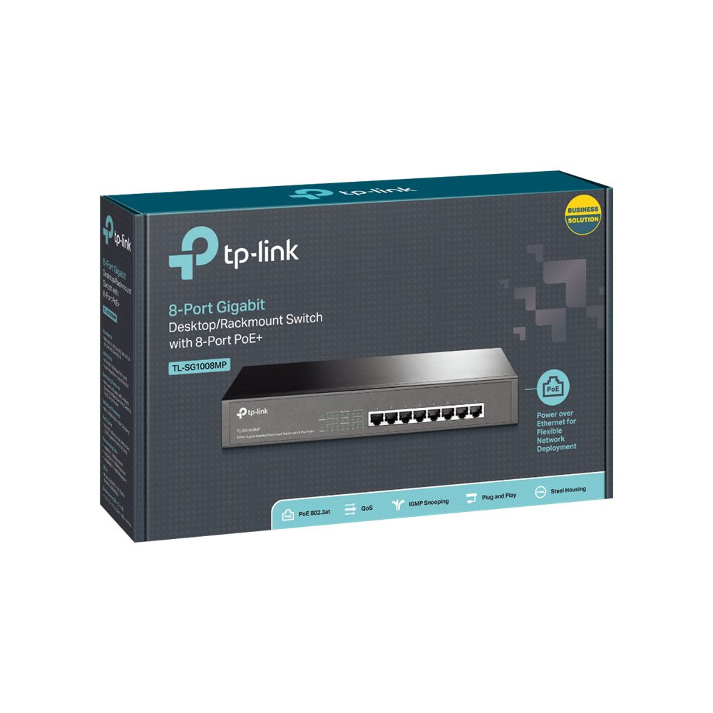 TP-LINK TL-SG1008MP 8-PORT UNMANAGED GIGABIT DESKTOP/RACKMOUNT SWITCH, POE+(8), 126W, METAL CASE, 5YR - Image 2